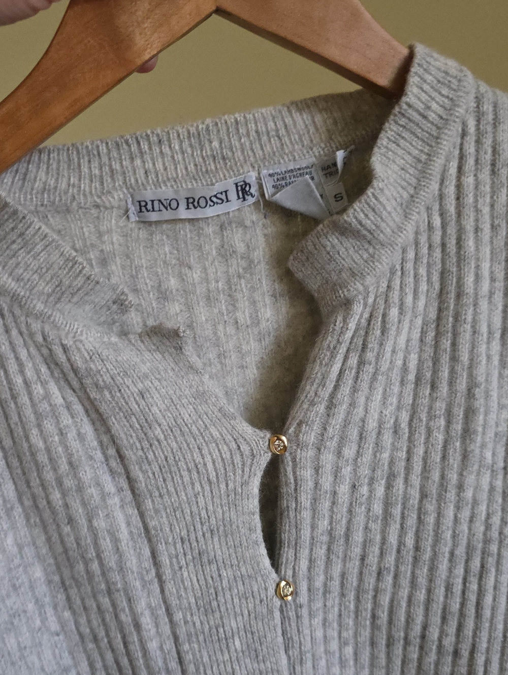 Vintage RINO ROSSI Knit Lambswool & Rabbit Hair Angora Puff Sleeve Cardi - S - Picture 10 of 14